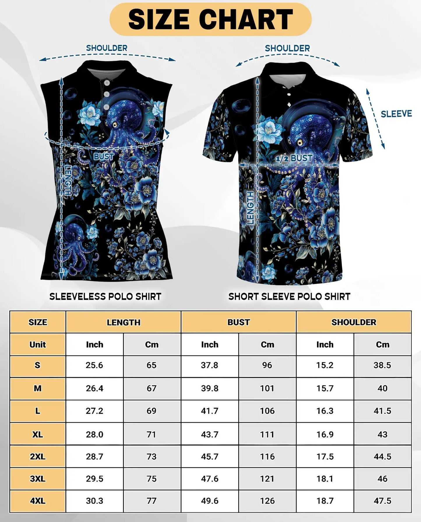 Blue Octopus Floral Sleeveless Polo Shirt for Women – Ocean Tropical Style | Netecom
