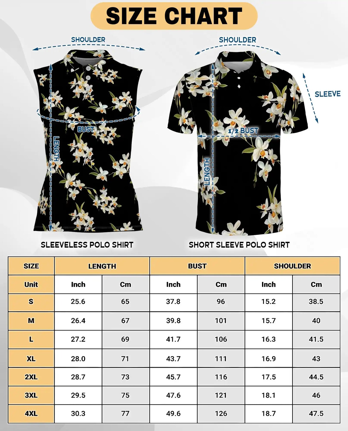 White Orchid Print Sleeveless Polo Shirt for Women – Elegant Floral Style | Netecom