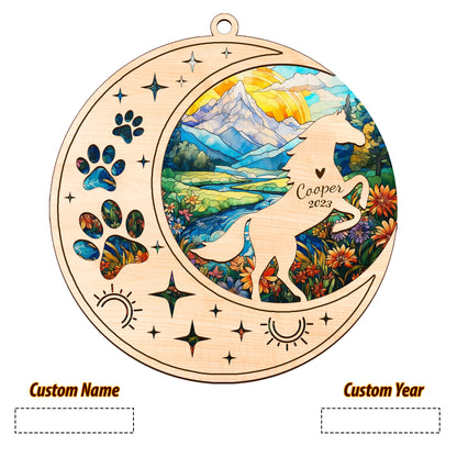 Netecom Horse Memorial Suncatcher, Personalized Horse Christmas Ornament with Name Date, Horse Death Sympathy Gift Pet Loss Sun Catchers, Bereavement Gifts for Loss of Horse Grief Gift