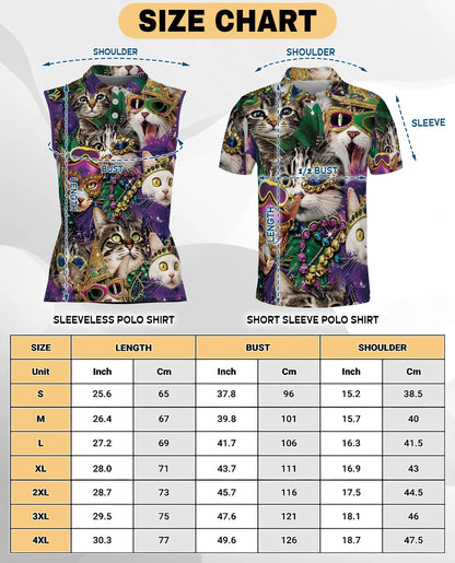 Cats Mardi Gras Carnival Sleeveless Polo Shirt for Women | Netecom