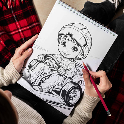 Racing Boys Spiral Bound Coloring Book, Engage with 30 Captivating Racing Boys Coloring Pages for an Adrenaline-Fueled Experience