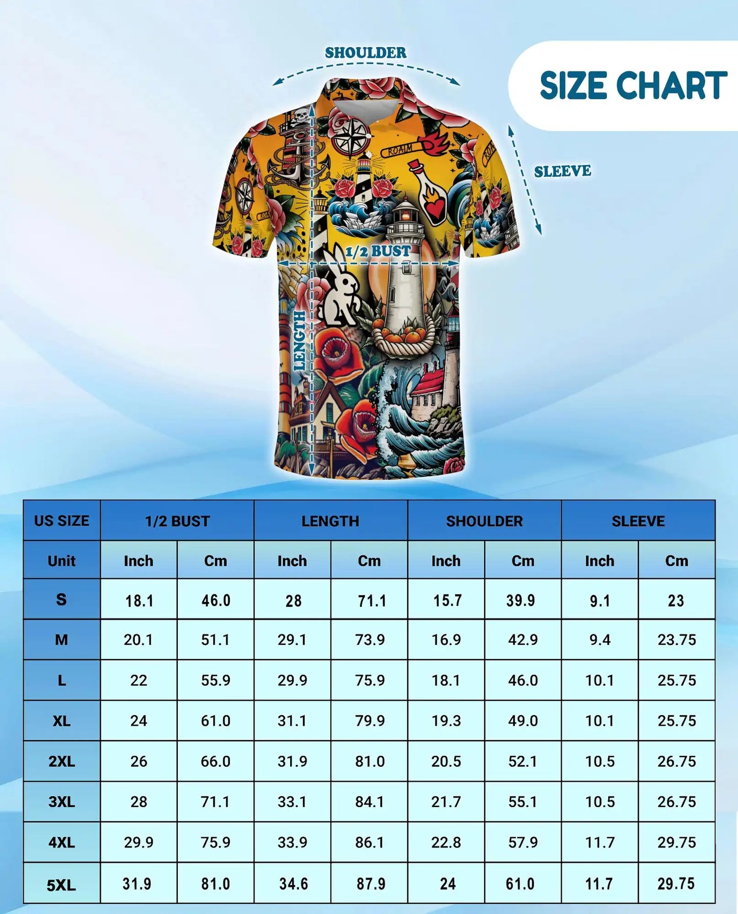 Nautical Tattoo Polo Shirt - Lighthouse Coastal Design | Netecom