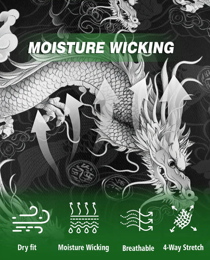 Black White Asian Dragon 3D Polo Shirt for Men – Monochrome Fantasy Style | Netecom