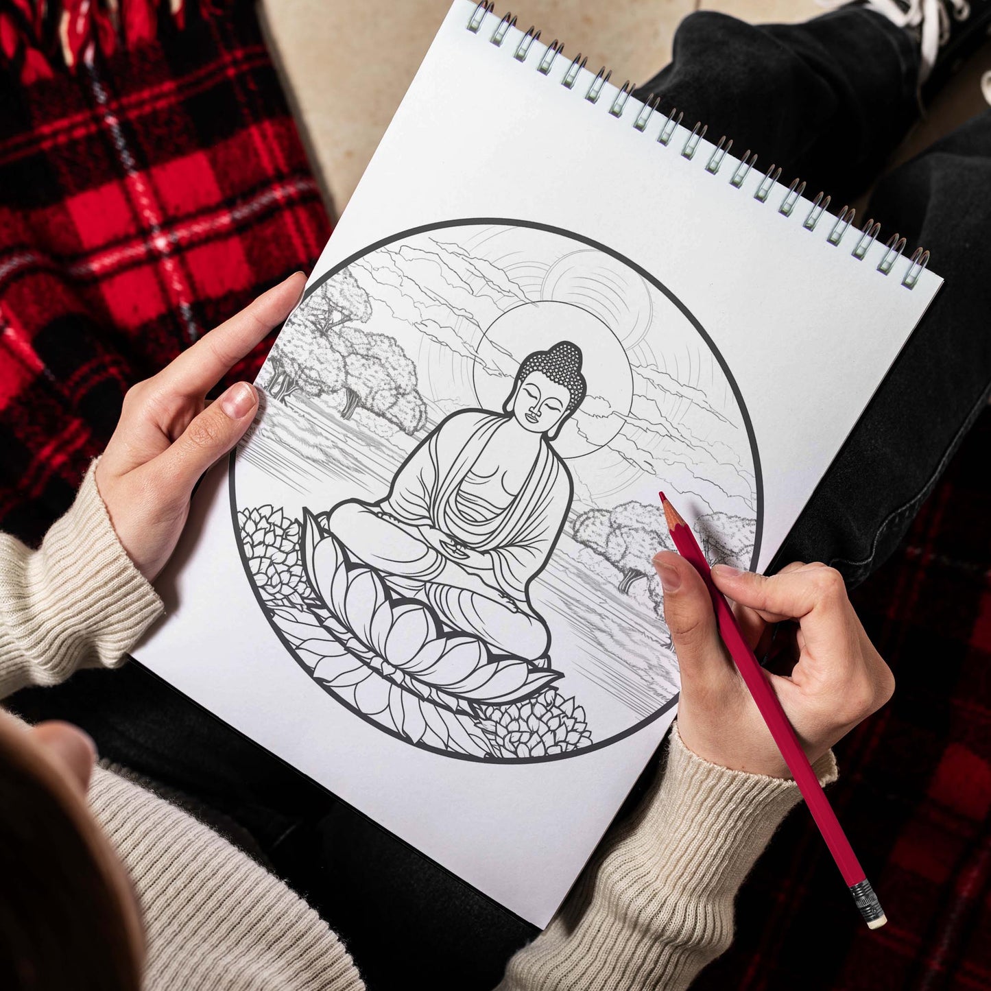 Buddhist Spiral Bound Coloring Book, Find Harmony in Coloring: 30 Meditative Pages Drawing Inspiration from Buddhist Philosophy