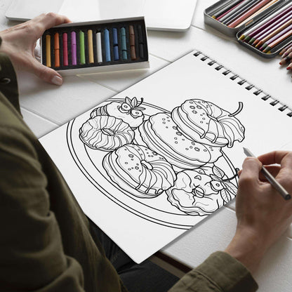 Satisfying Sweets Spiral Bound Coloring Book, Witness the Beauty of Satisfying Sweets with 30 Inspiring Coloring Pages, Creating a Gallery of Captivating Confectionery Creations