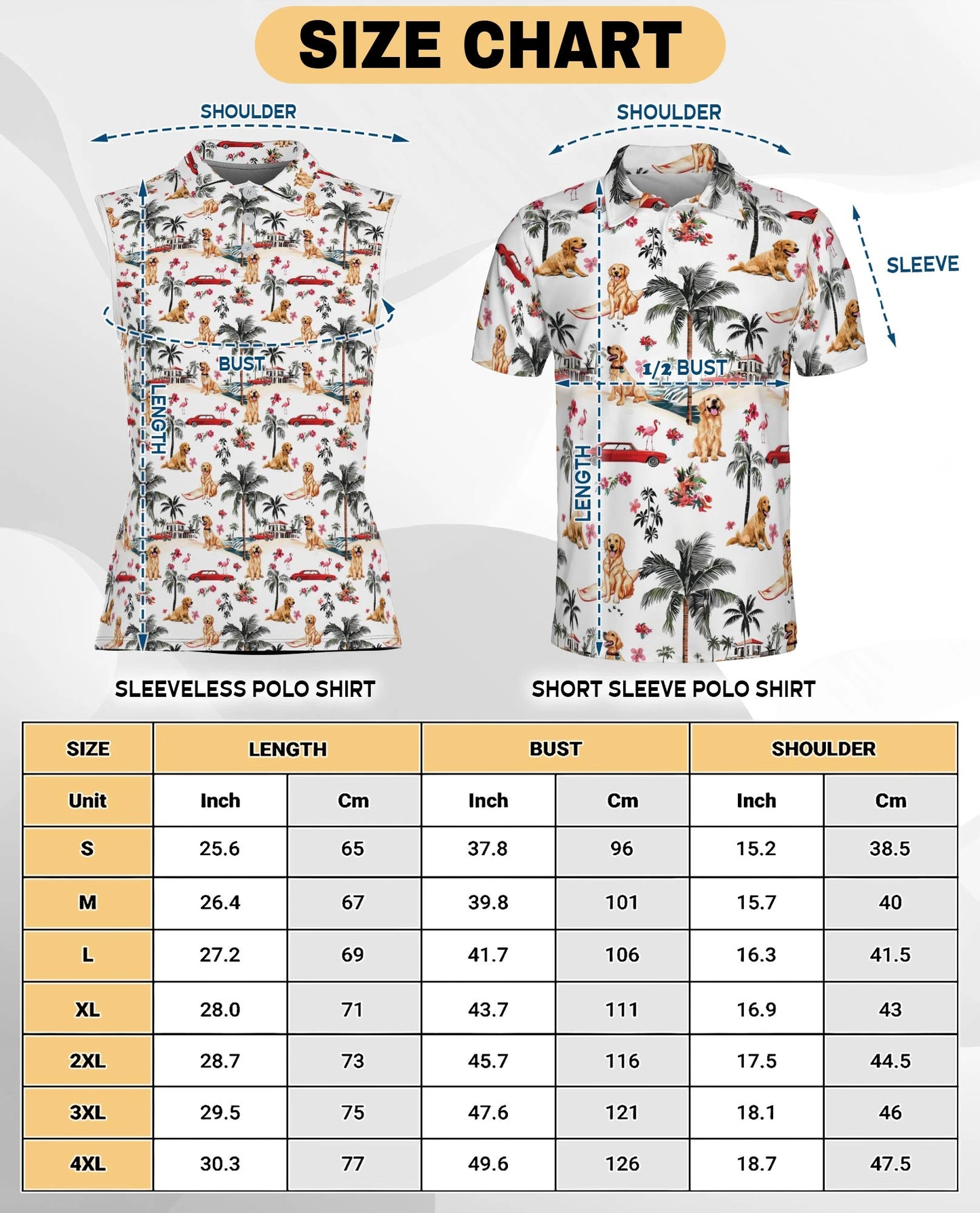Tropical Dog and Flamingo Pattern Sleeveless Polo Shirt for Women | Netecom