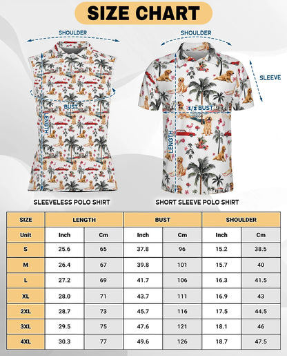 Tropical Dog and Flamingo Pattern Sleeveless Polo Shirt for Women | Netecom