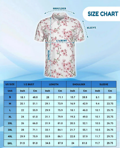 Cherry Blossom Polo Shirt for Men – Spring Floral Style | Netecom