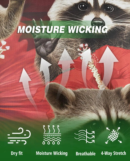 Raccoon Floral 3D Polo Shirt for Men – Funny Animal Hibiscus Style | Netecom