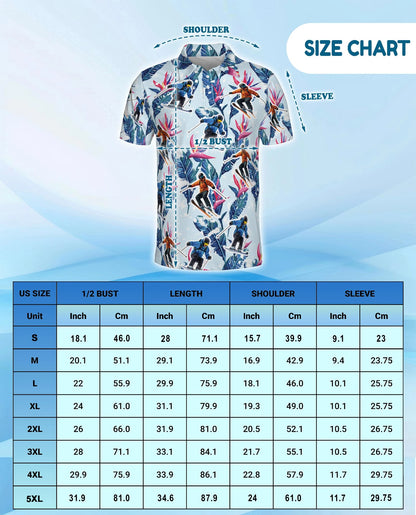 Tropical Skiing Polo Shirt for Men – Winter Adventure Pattern | Netecom