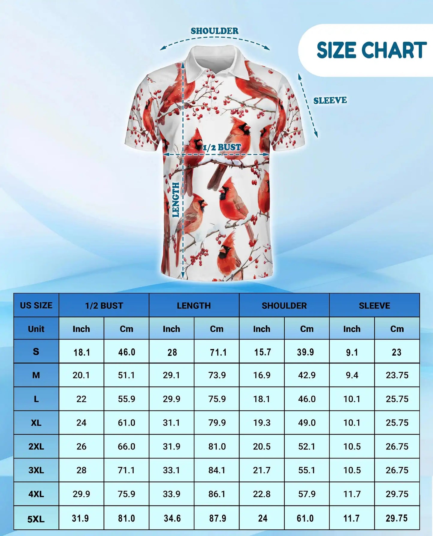 Red Cardinal Polo Shirt - Winter Songbird Nature Style | Netecom