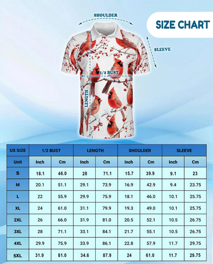 Red Cardinal Polo Shirt - Winter Songbird Nature Style | Netecom