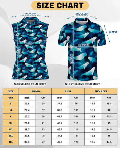 Beluga Whales Sleeveless Polo Shirt for Women – Ocean Animal Style | Netecom