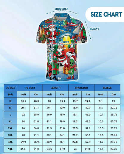 Funny Alien Santa 3D Polo Shirt for Men – Christmas UFO Galaxy Style | Netecom