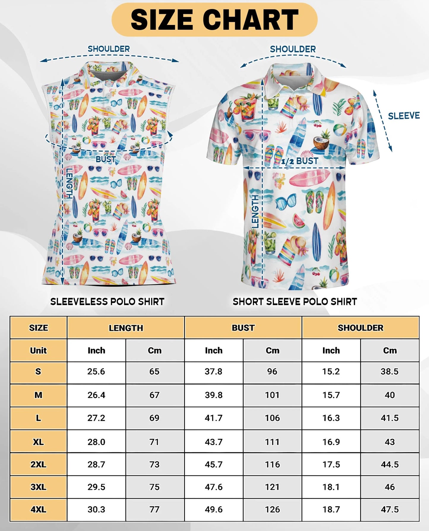 Colorful Tropical Surf Beach Sleeveless Polo Shirt for Women | Netecom