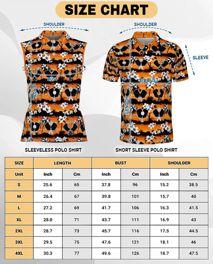 Pickleball Tropical Rhombus Pattern Sleeveless Polo Shirt for Women | Netecom