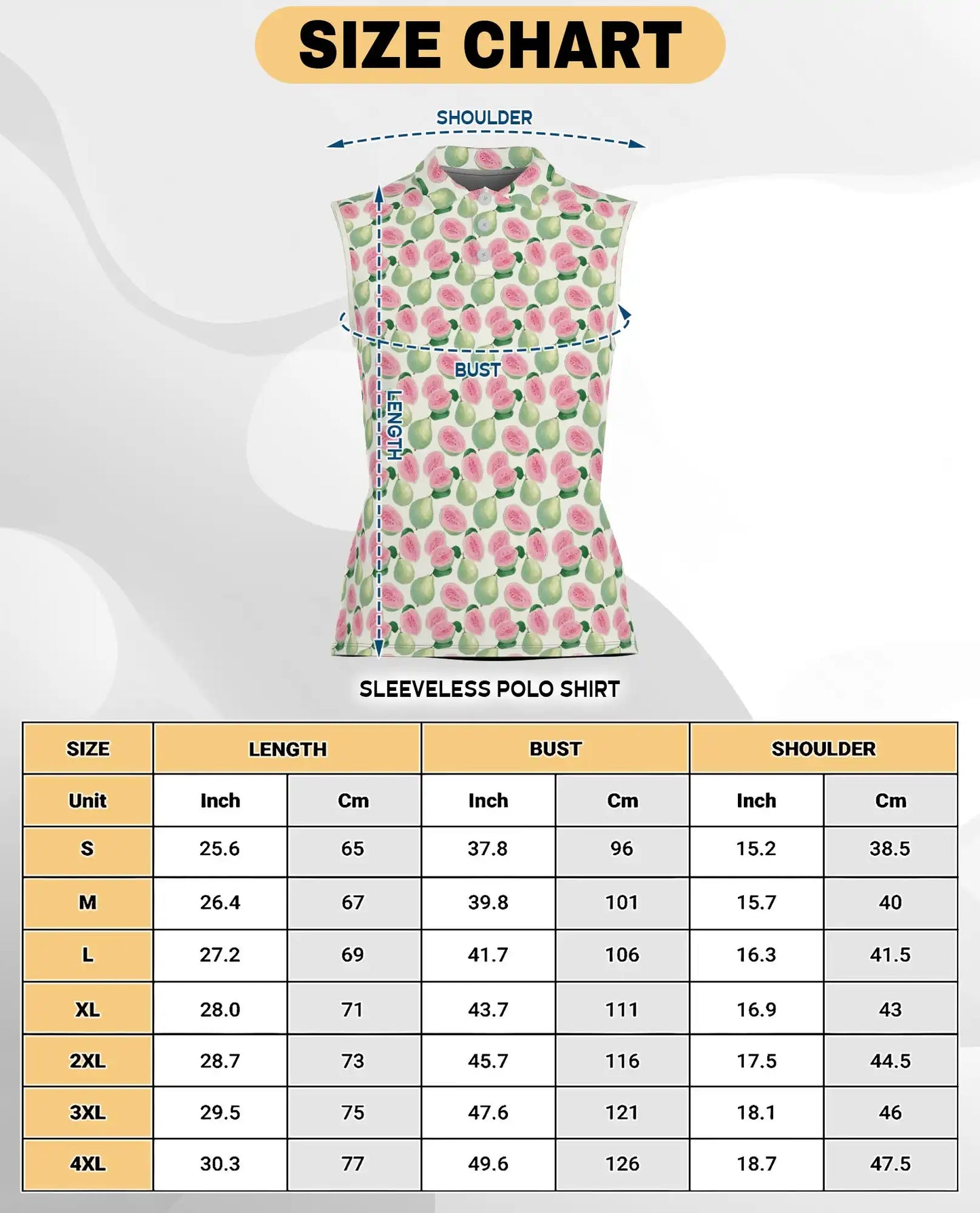 Guava Pattern Sleeveless Polo Shirt for Women | Netecom