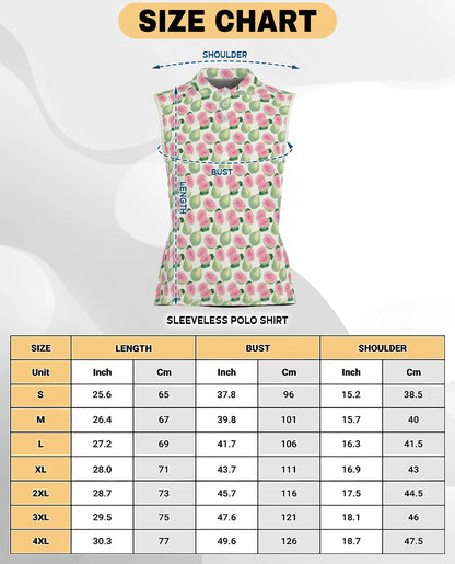 Guava Pattern Sleeveless Polo Shirt for Women | Netecom