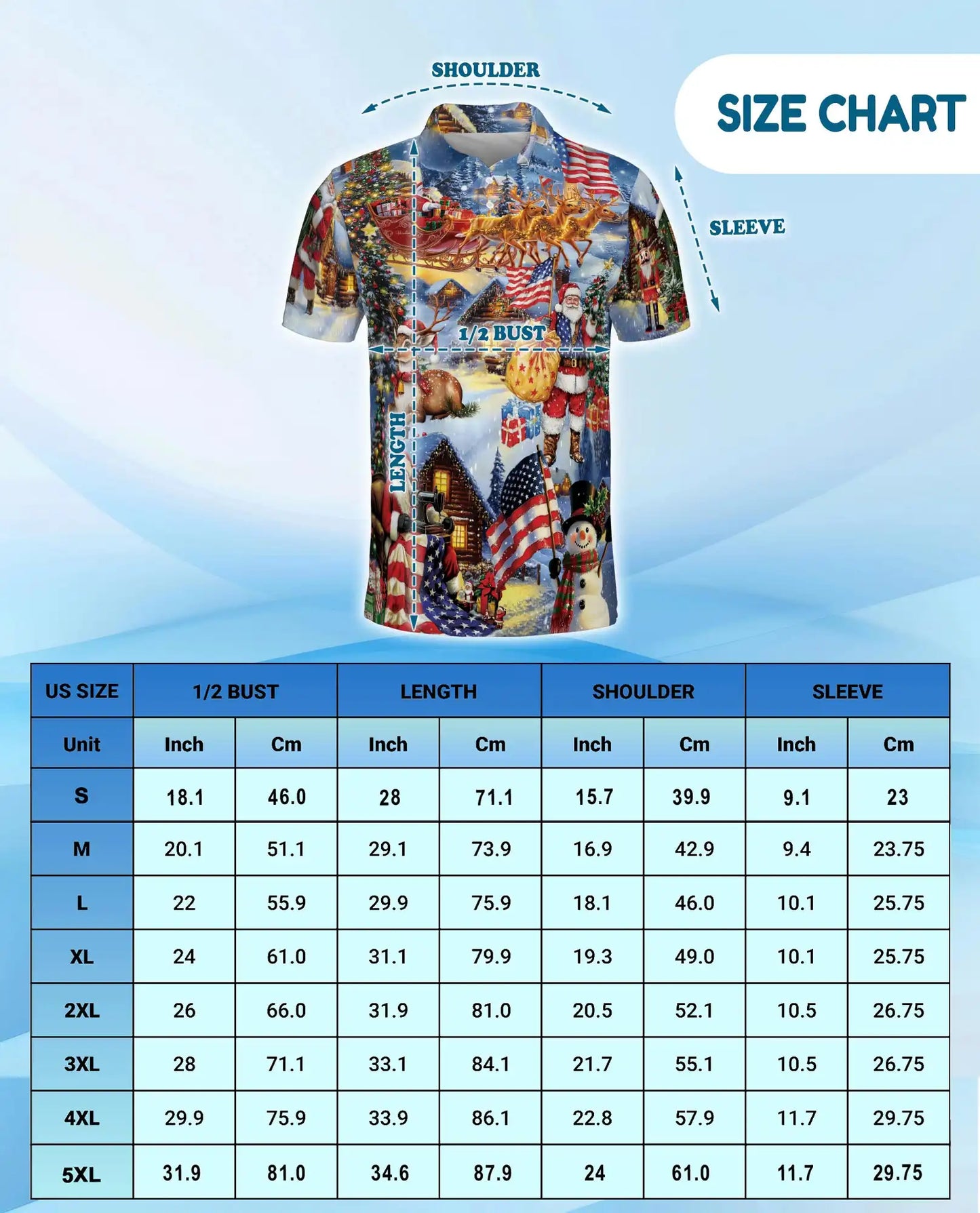 Patriotic Christmas Santa 3D Polo Shirt for Men – USA Holiday Winter Style | Netecom