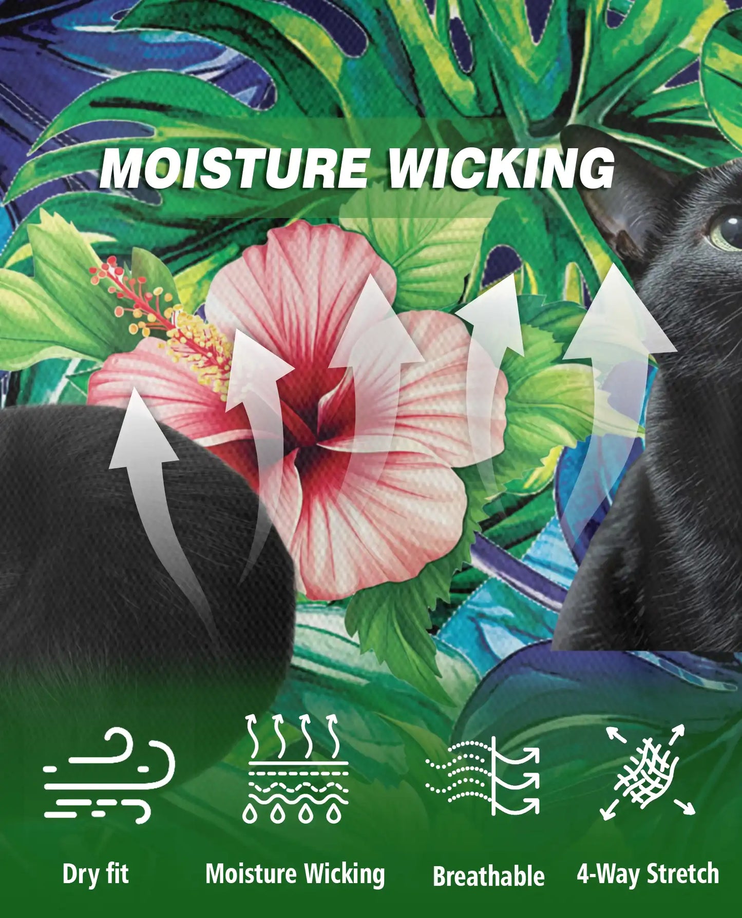 Black Cat Tropical Hibiscus 3D Polo Shirt for Men – Hawaiian Pet Lover Style | Netecom