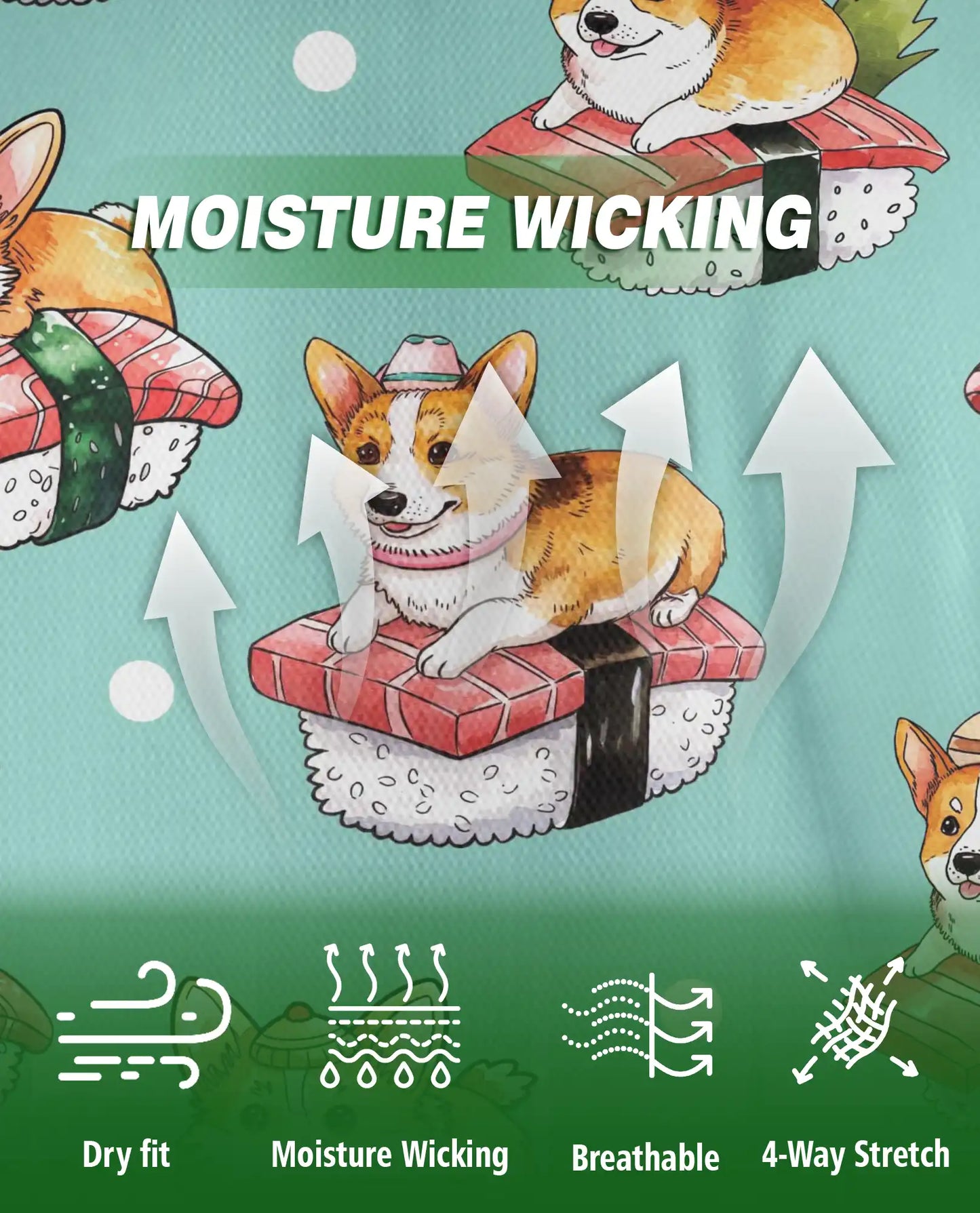Corgi Sushi 3D Polo Shirt for Men – Funny Japanese Food Dog Style | Netecom