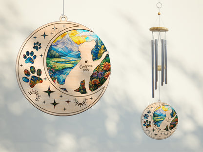 Netecom Rottweiler Dog Wind Chimes Memorial, Personalized Pet Memorial Windchime for Dog Suncatcher, Rottie Dog Loss Memorial Ornament, Loss of Pet Remembrance Gift, Sympathy Pet Wind Chimes Outdoor Garden