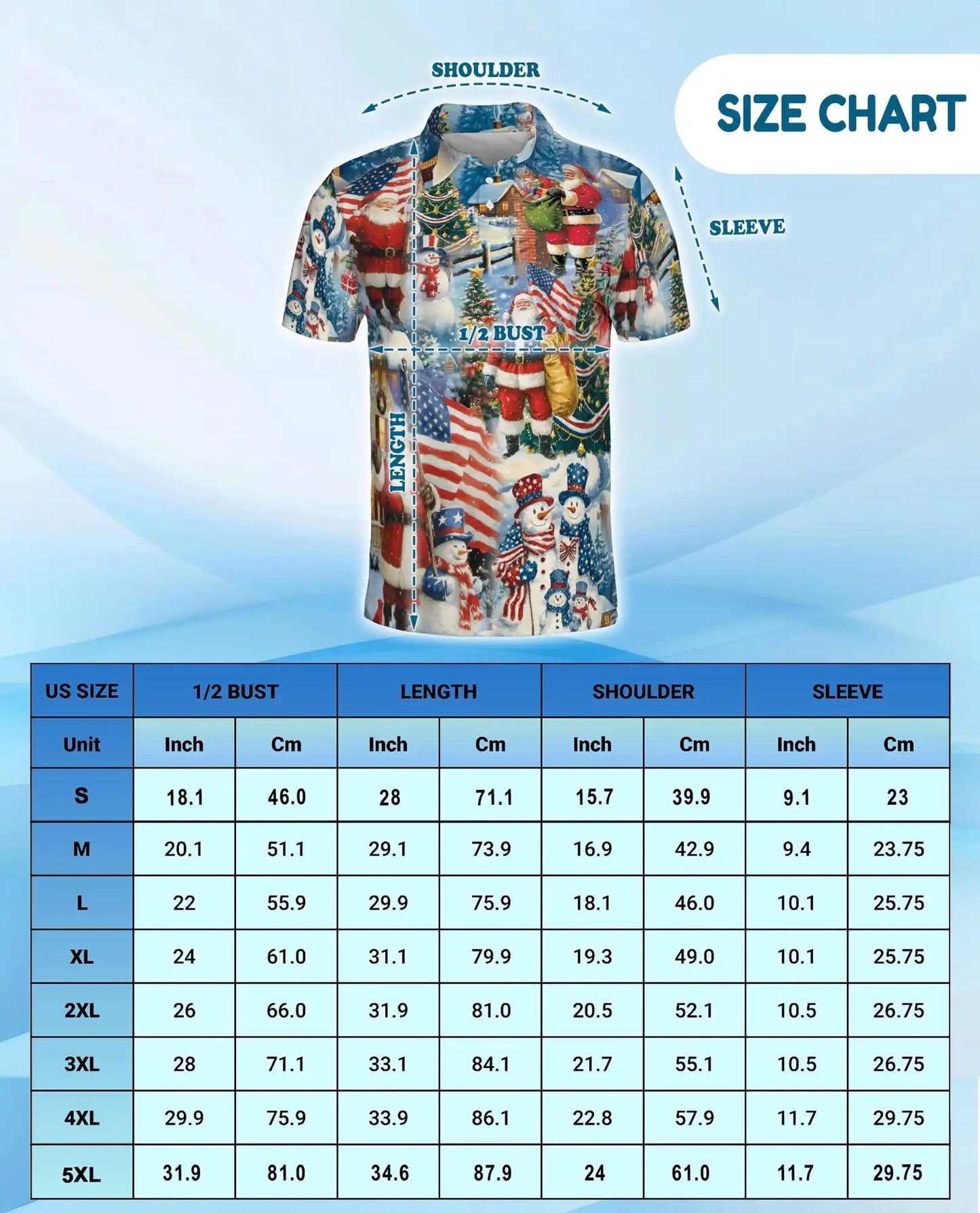 Patriotic Christmas Santa Polo Shirt for Men- Patten American Flag Santa | Netecom