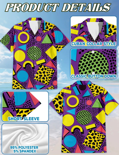Matching Dog and Owner 80s Retro Hawaiian Shirts – Colorful Geometric Summer Beach Outfit