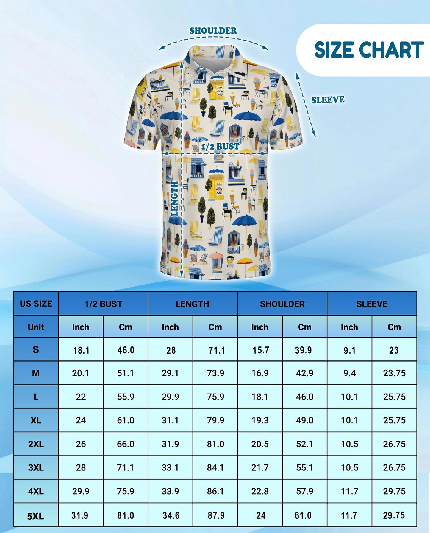 Beach Elements Polo Shirt for Men – Tropical Summer Coastal Style | Netecom