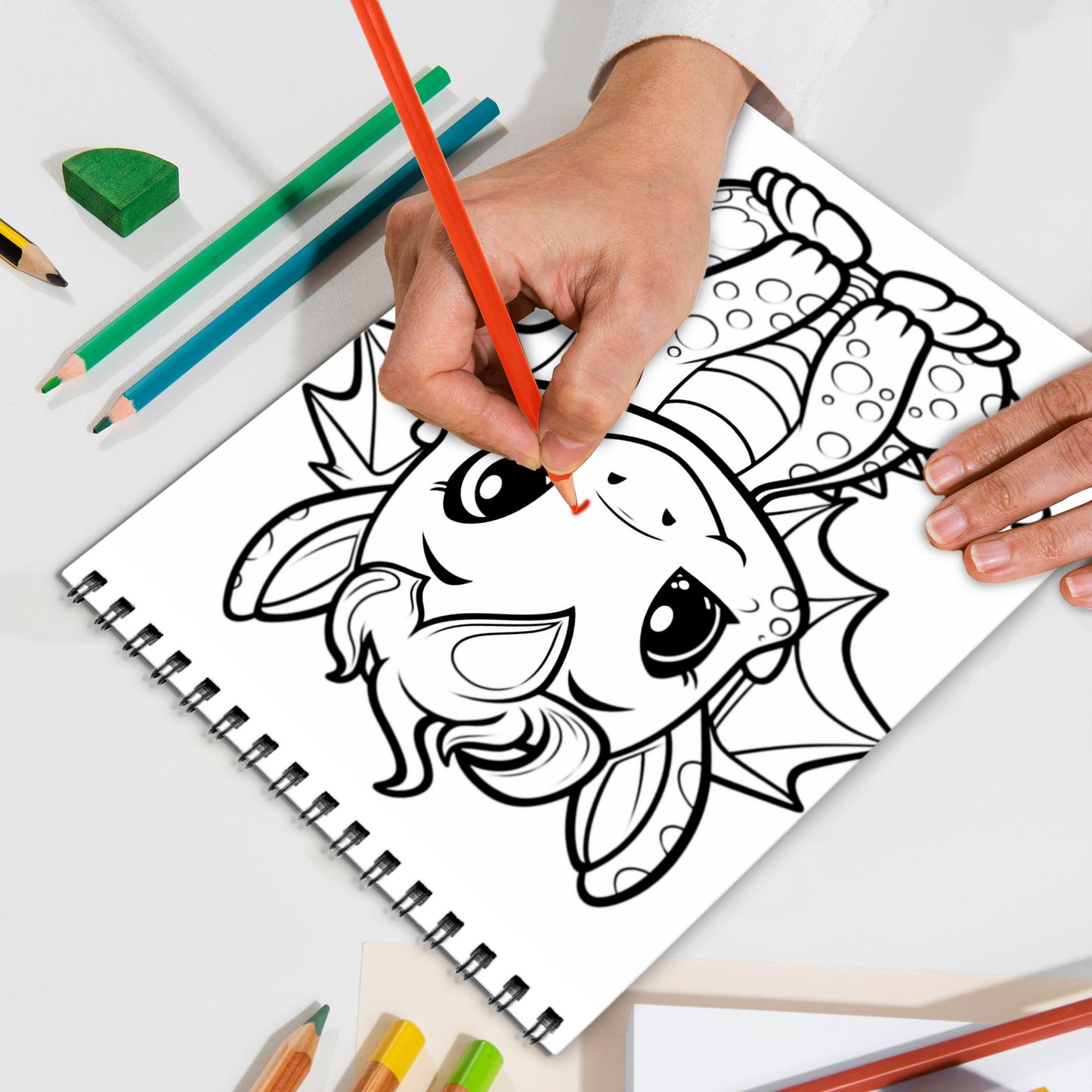 Kawaii Dragons Spiral Bound Coloring Book, Cute and Whimsical Kawaii Dragons, Ideal for Fans of Fantasy and Adorable Artistic Adventures