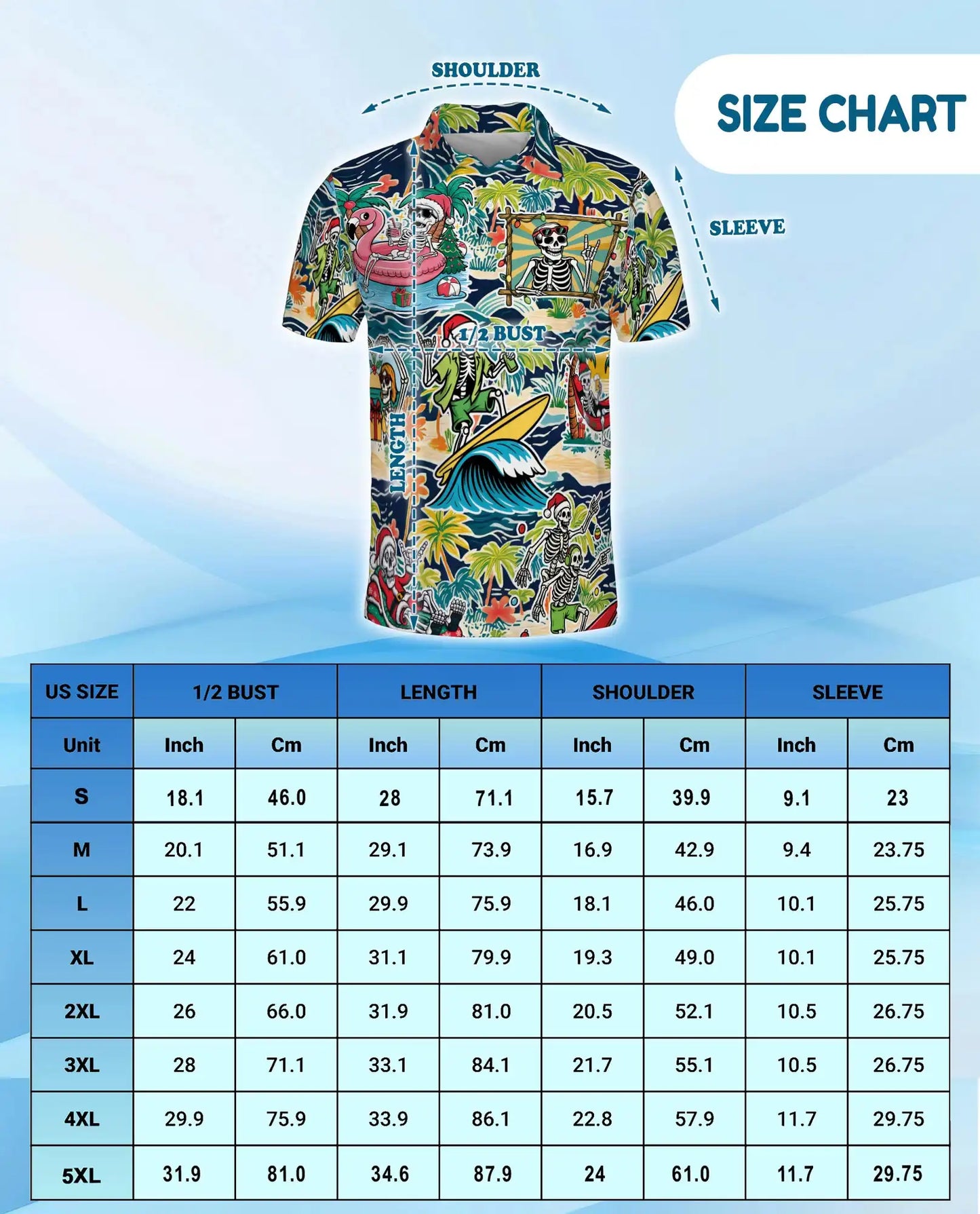 Skeleton Beach Holiday Polo Shirt for Men – Summer 3D Hawaiian | Netecom