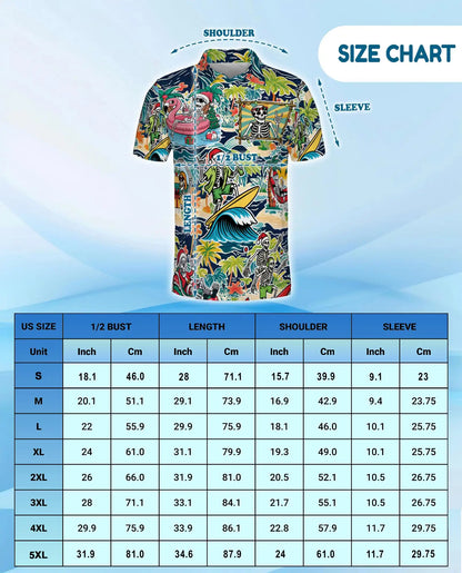 Skeleton Beach Holiday Polo Shirt for Men – Summer 3D Hawaiian | Netecom