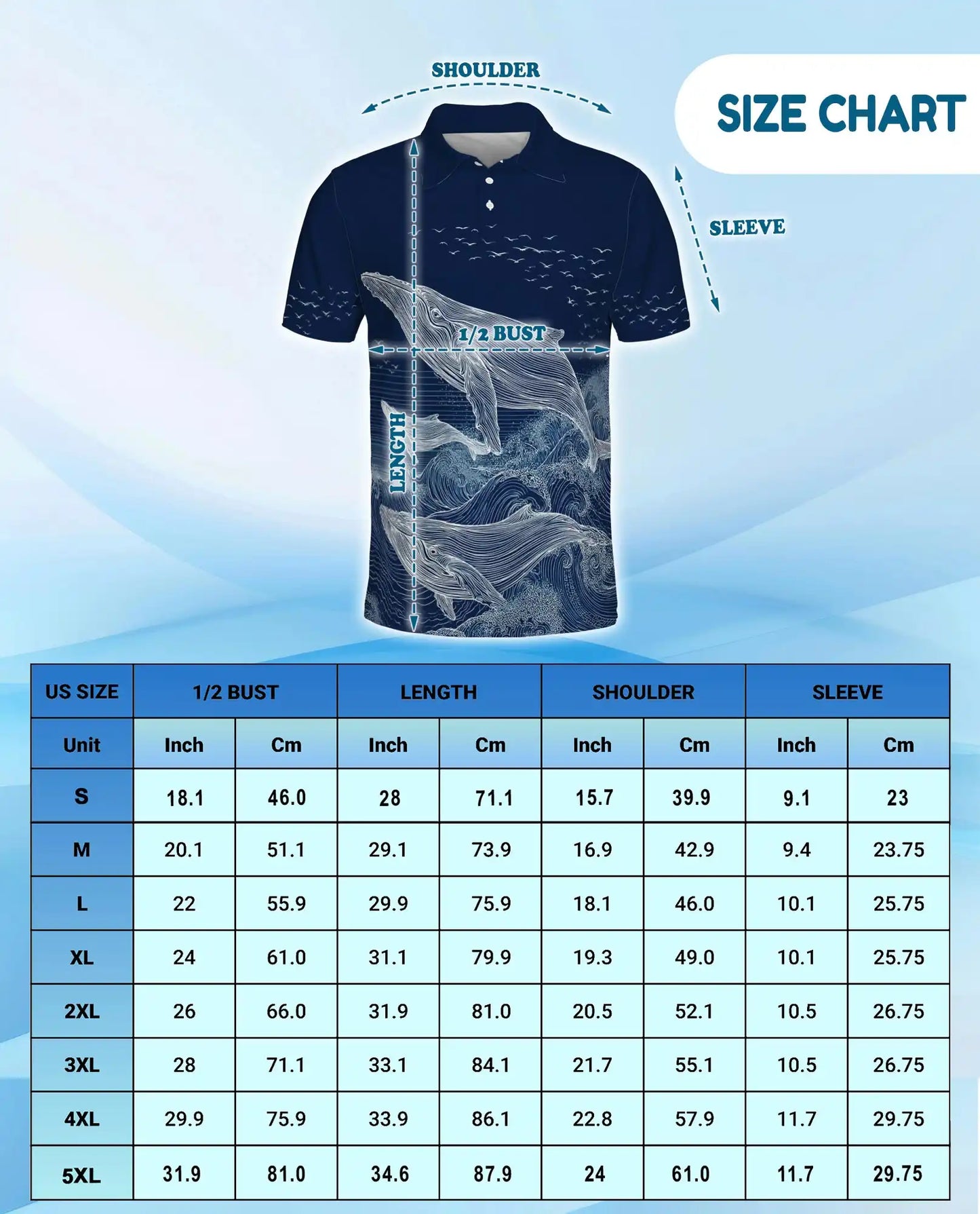 Whale Polo Shirt - Ocean Wave Marine Life Coastal Design | Netecom