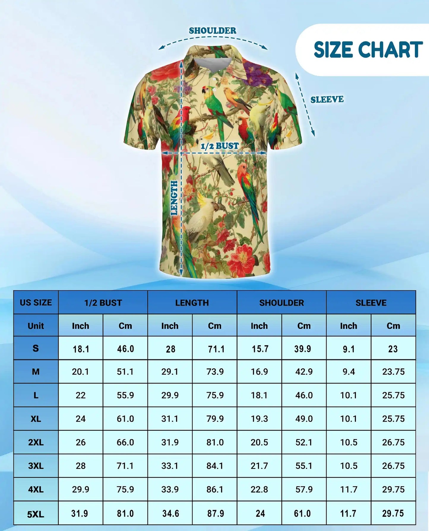 Tropical Birds Polo Shirt for Men – Colorful Parrot Print | Netecom