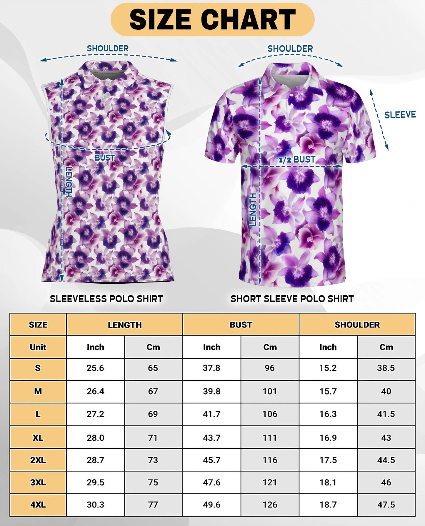 Purple Orchid Flower Sleeveless Polo Shirt for Women – Elegant Floral Style | Netecom