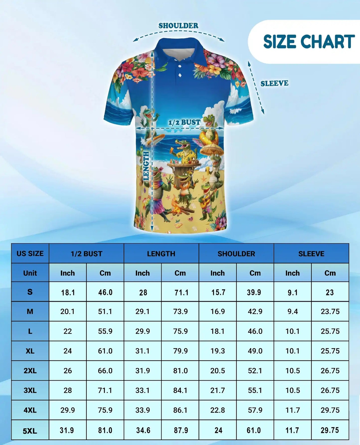 Funny Alligator Beach Hawaiian Polo Shirt | Netecom