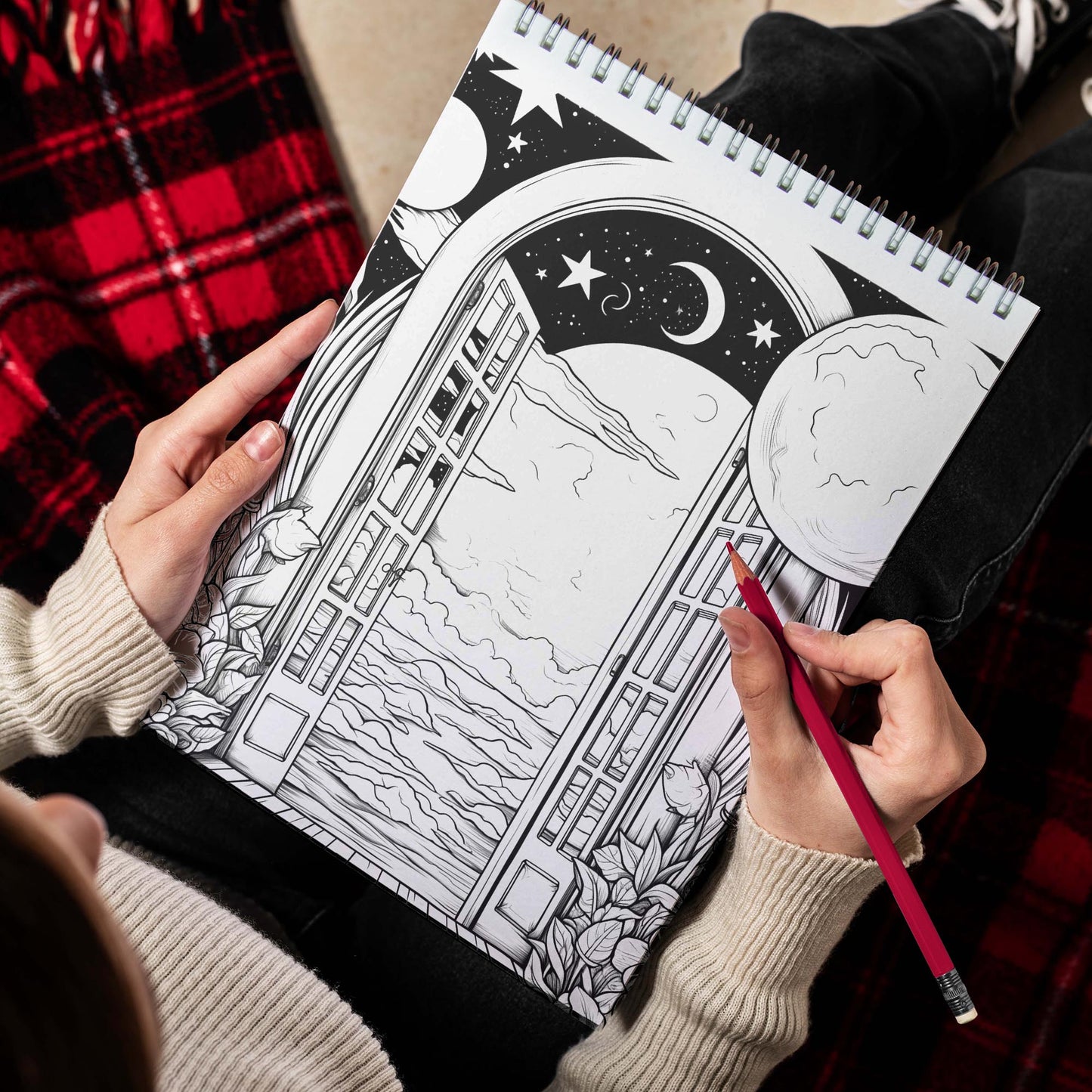 Doorways of the Surrealism Spiral Bound Coloring Book, Embark on a Journey with 30 Captivating Coloring Pages of Doorways of Surrealism, Where Artistry Flourishes.