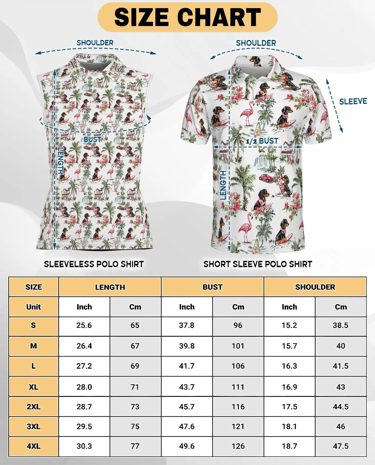 Dachshund Flamingo Tropical Sleeveless Polo Shirt for Women | Netecom
