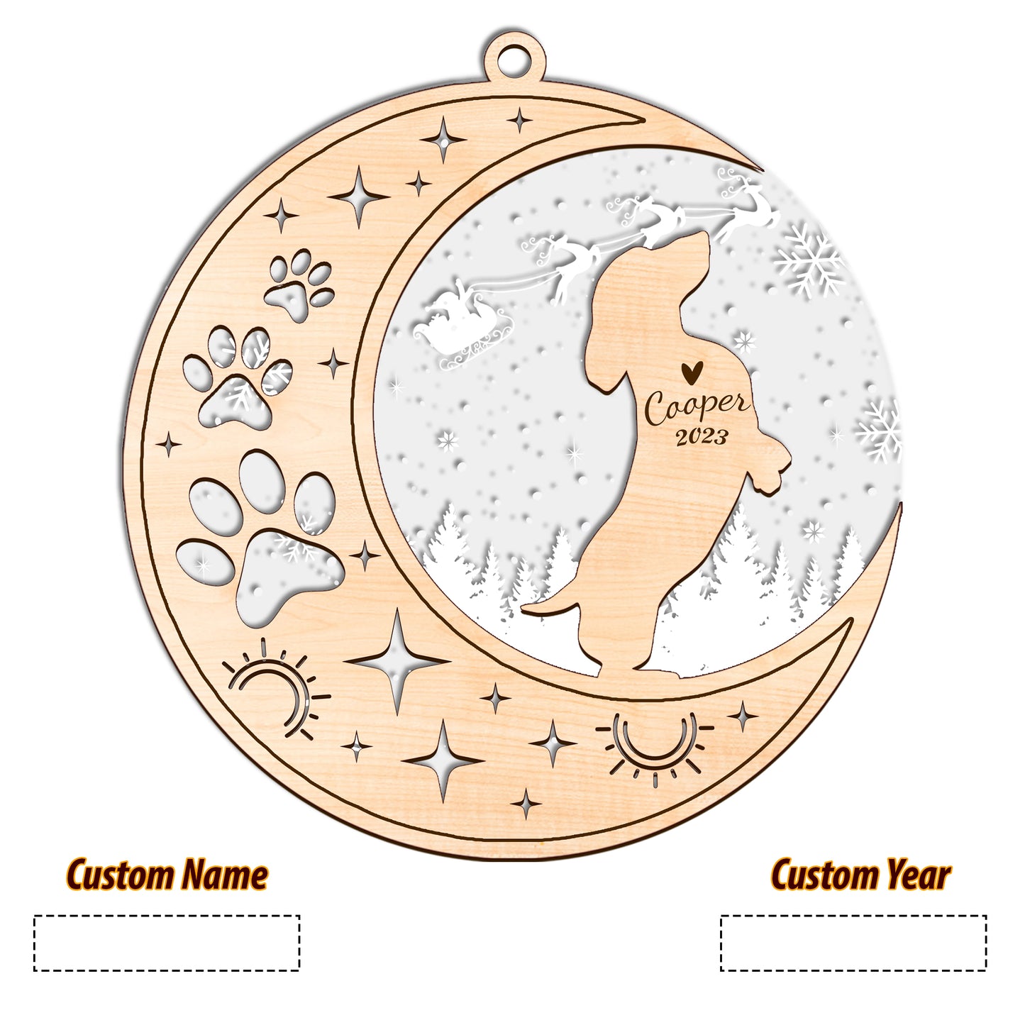Netecom Dachshund Dog Memorial Suncatcher, Personalized Dachshund Christmas Ornament with Date Name, Bereavement Gifts for Loss of Pet, Dog Death Sympathy Gifts Pet Loss Sun Catchers, Dog Grief Gift