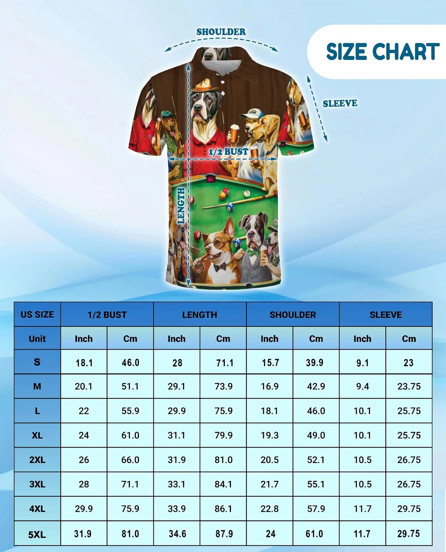Funny Dogs Playing Pool 3D Polo Shirt for Men – Beer Party Pet Style | Netecom