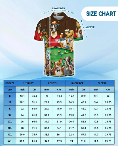 Funny Dogs Playing Pool 3D Polo Shirt for Men – Beer Party Pet Style | Netecom