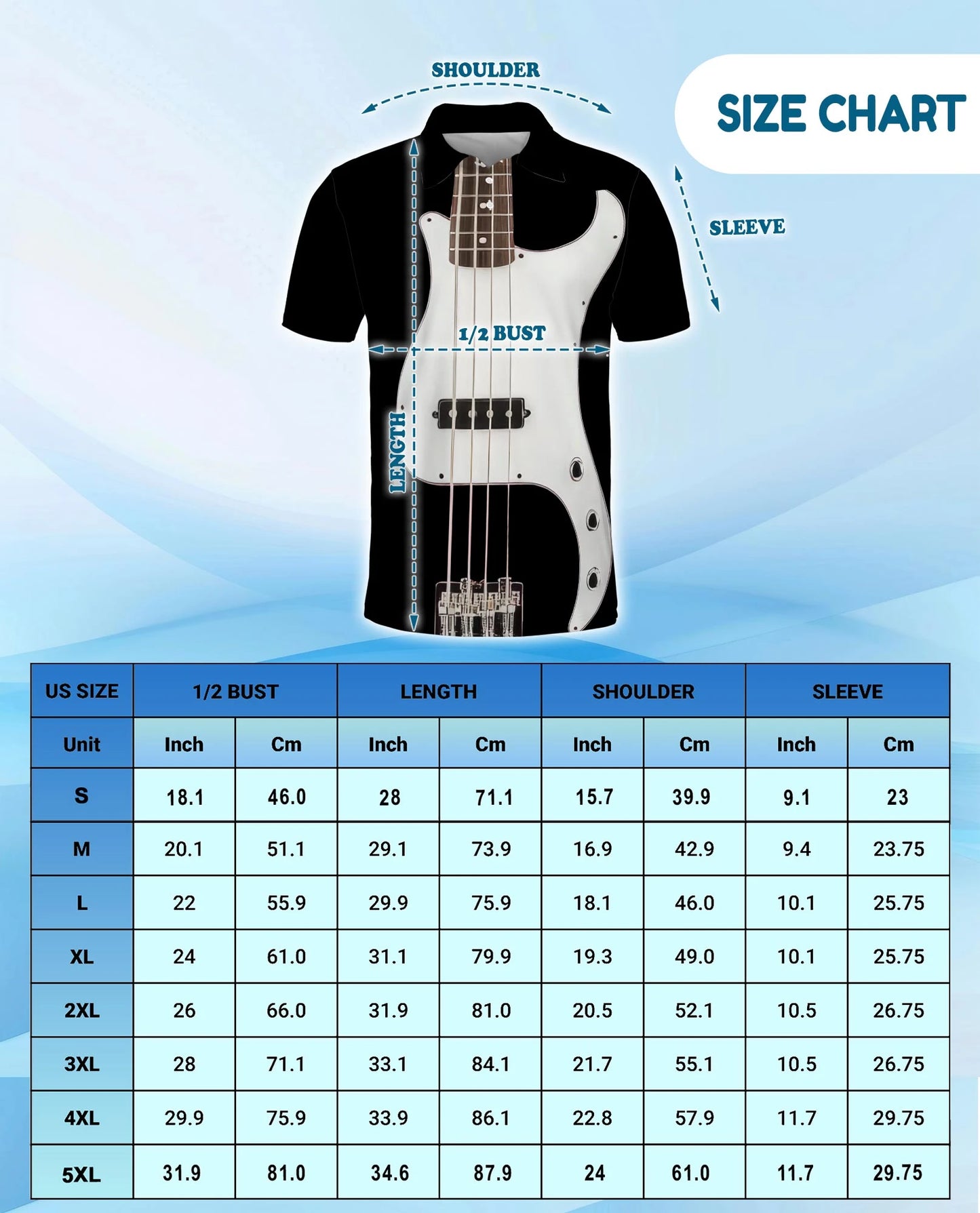 Bass Guitar Polo Shirt for Men – Rock Music Style Design | Netecom