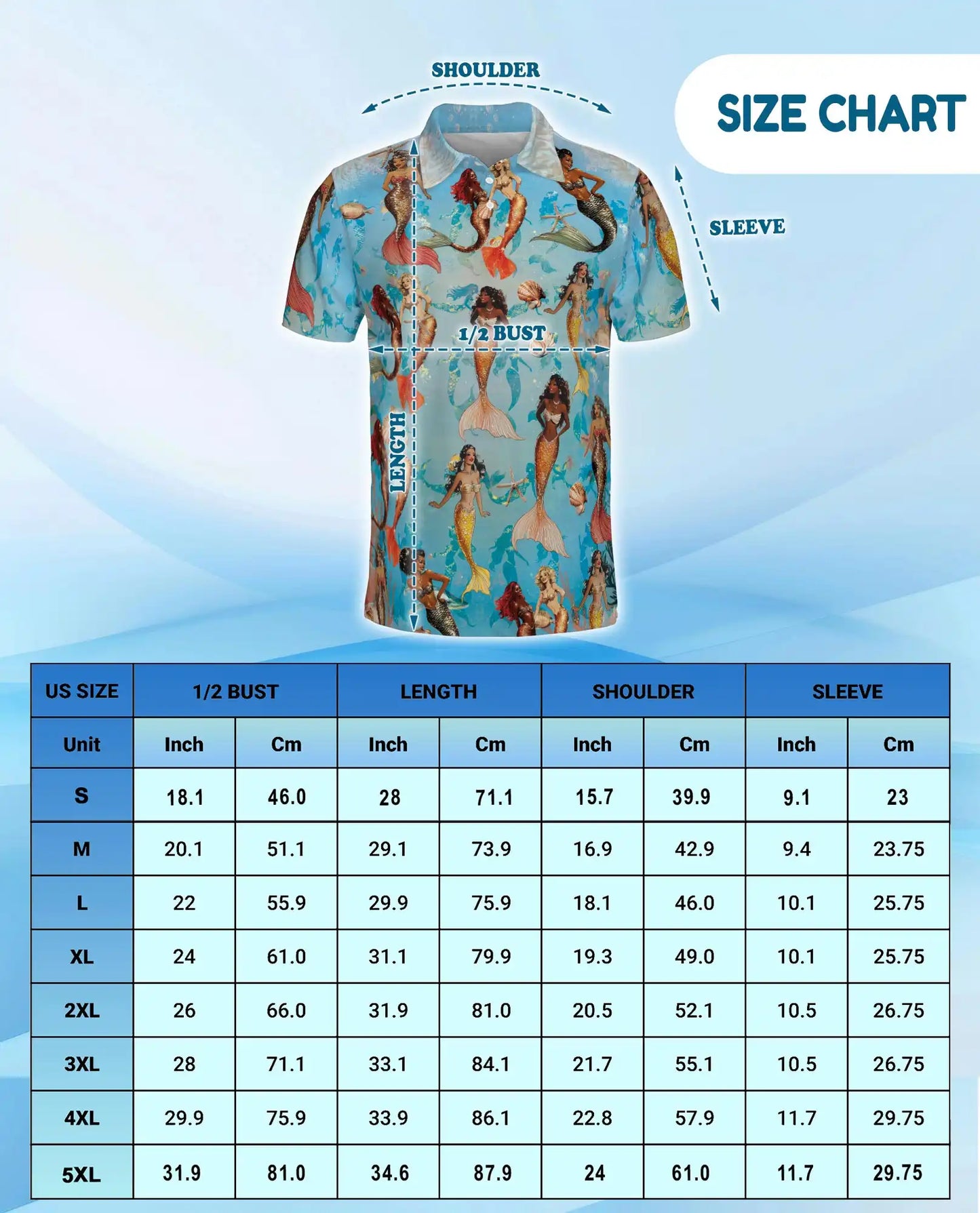Mermaid Polo Shirt - Tropical Ocean Fantasy Style | Netecom
