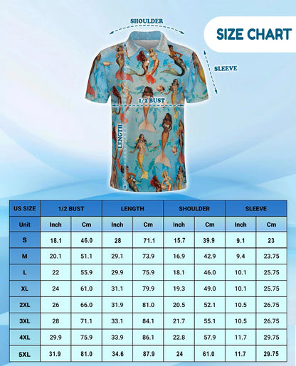 Mermaid Polo Shirt - Tropical Ocean Fantasy Style | Netecom