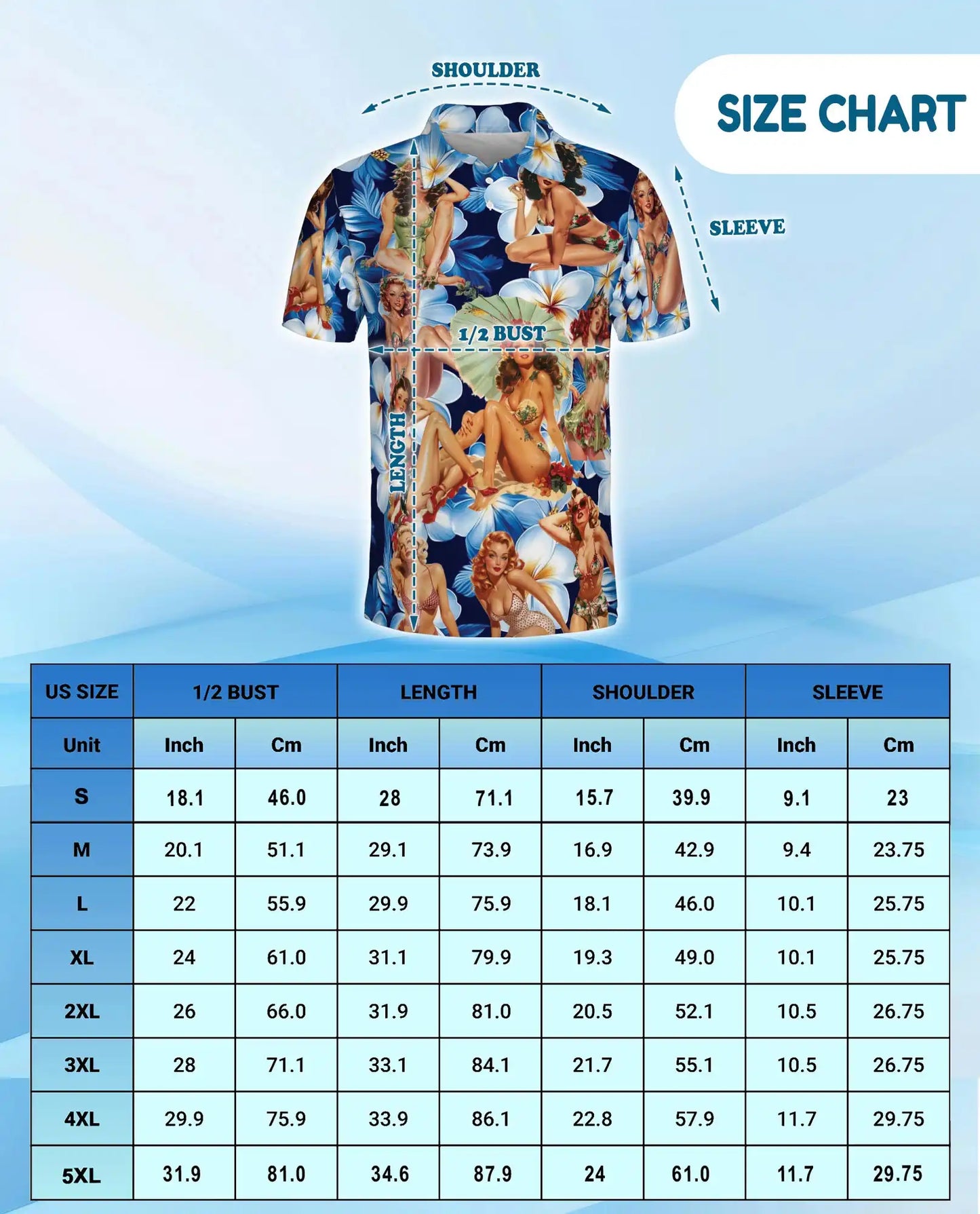 Vintage Pin-Up Girl Polo Shirt for Men - Tropical Plumeria | Netecom