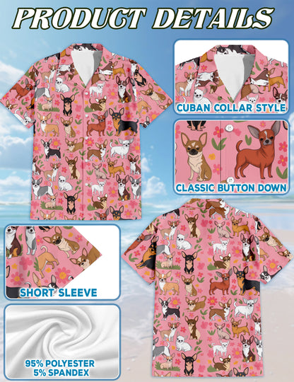 Netecom Matching Floral Chihuahua Aloha Hawaiian Shirt for Dog and Owner, Cute Dog Print Summer Shirt, Casual Vacation Wear for Pet and Human