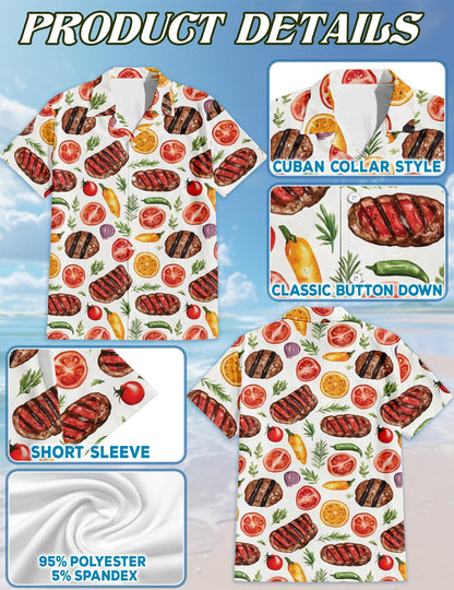 Netecom Matching BBQ Hawaiian Shirt for Dog and Owner, Aloha Summer Shirt, Barbecue Grill Print Outfit for Pet and Human, Beach Vacation Casual Wear