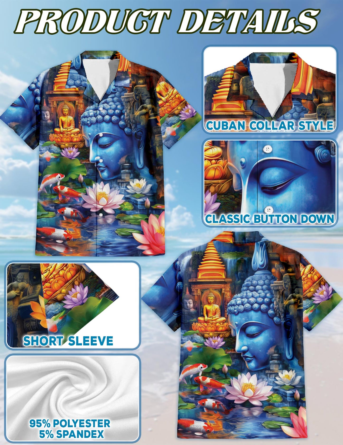 Netecom Matching Buddha Hawaiian Shirt for Dog and Owner, What You Think You Become Aloha Summer Shirt, Zen Print Button Down Outfit for Pet and Human, Beach Vacation Casual Wear