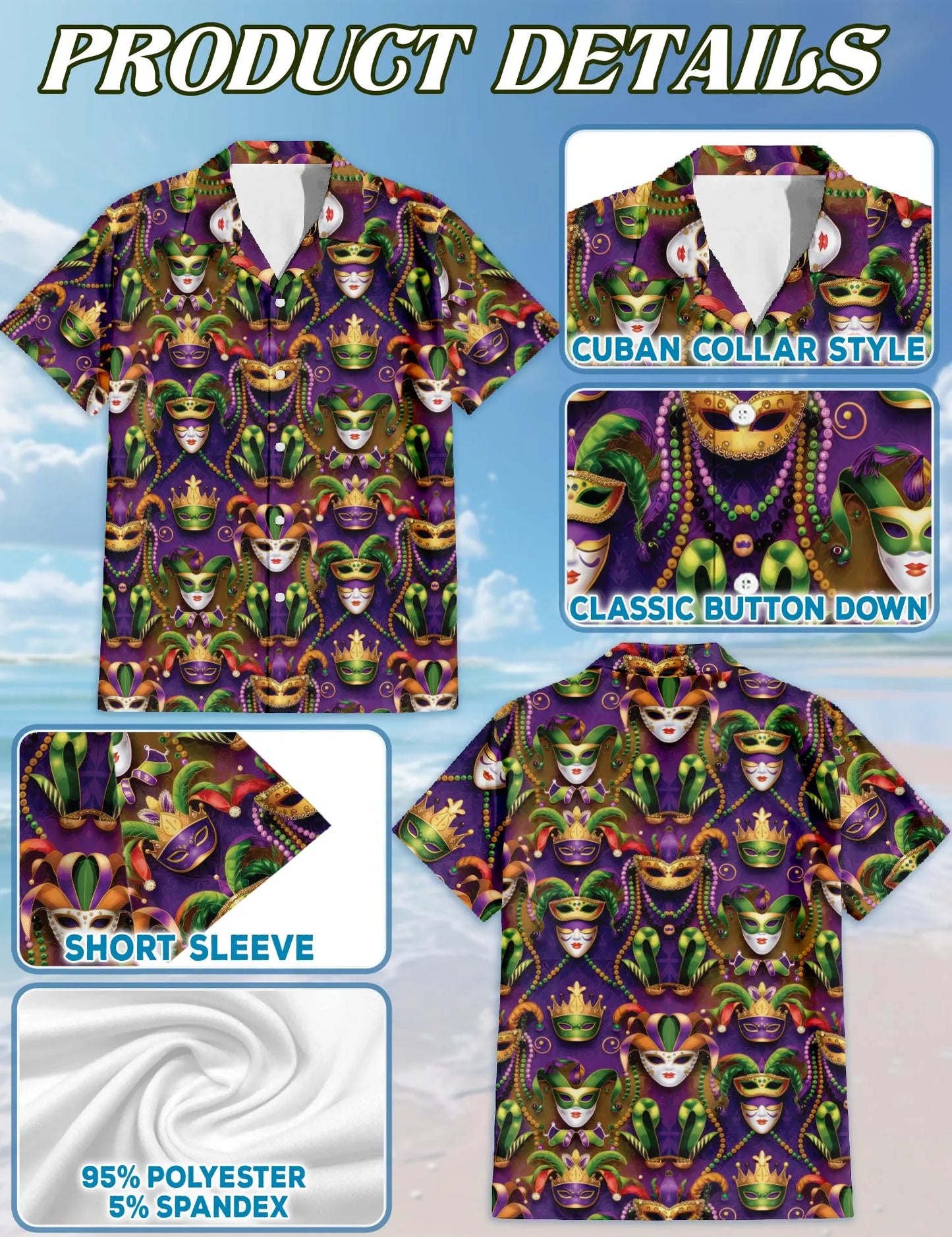 Happy Mardi Gras Hawaiian Shirts – Matching Dog and Owner Fun Tropical Beach Outfit
