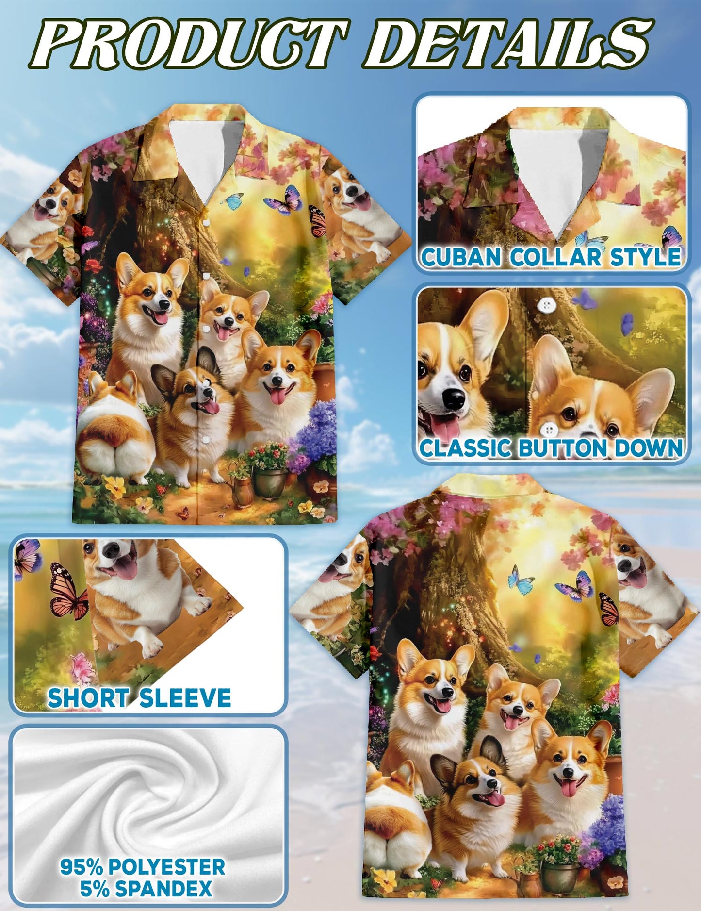 Netecom Life Is Better With Cute Corgi Dog Hawaiian Shirt, Aloha Summer Shirt, Corgi Dog Print Casual Outfit, Beach Vacation Wear